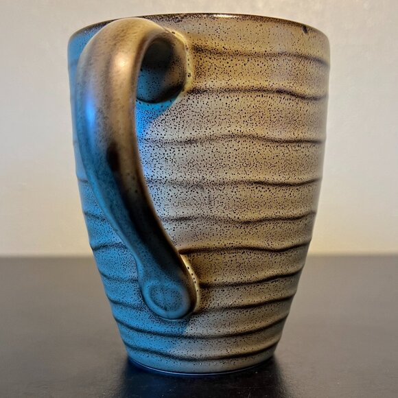 222 FIFTH Studio Khaki Stoneware Mug ~ Sedimentary Rock Stratum Pattern - Picture 9 of 10